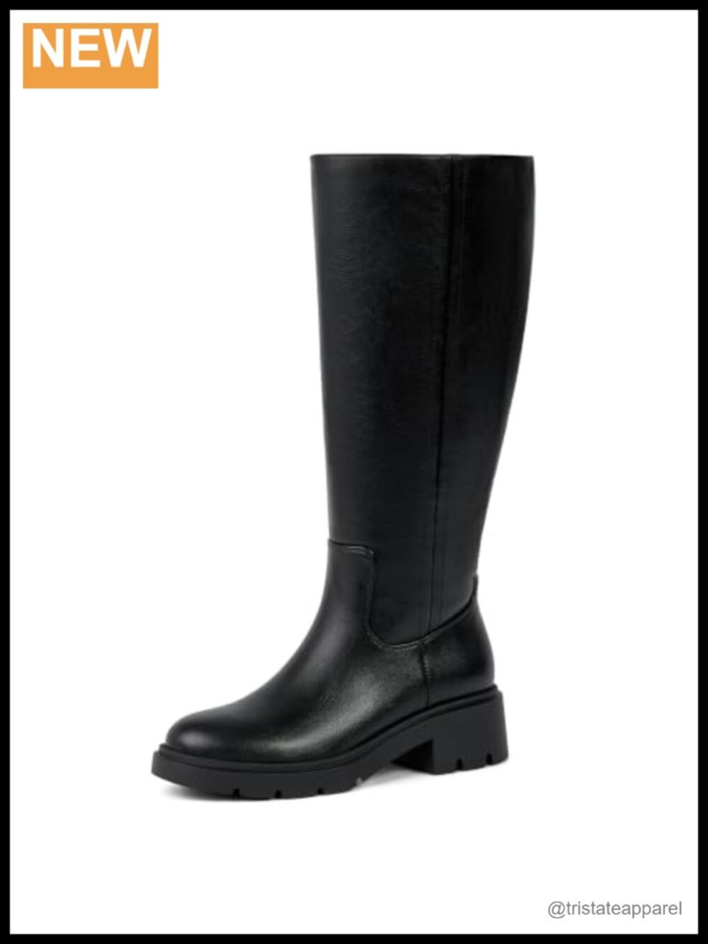 Women Knee High Boots Chunky Heel Riding Tall Boots Faux Leather